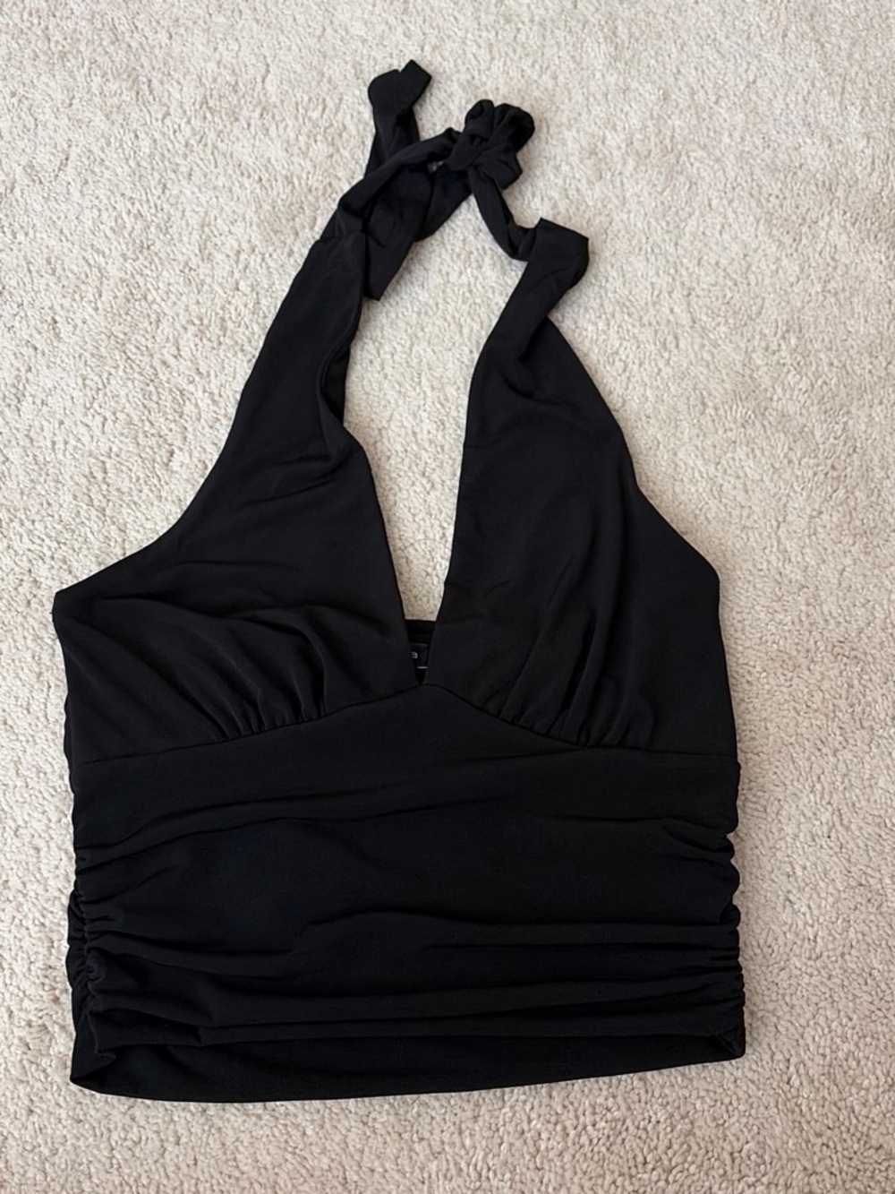Moa Moa Black Halter Tie Tank Top